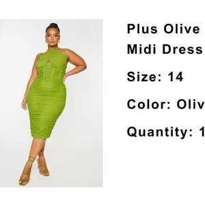 PrettyLittleThing Olive Green Midi Dress